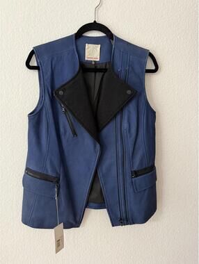 *NWT Rebecca Taylor leather moto vest-medium